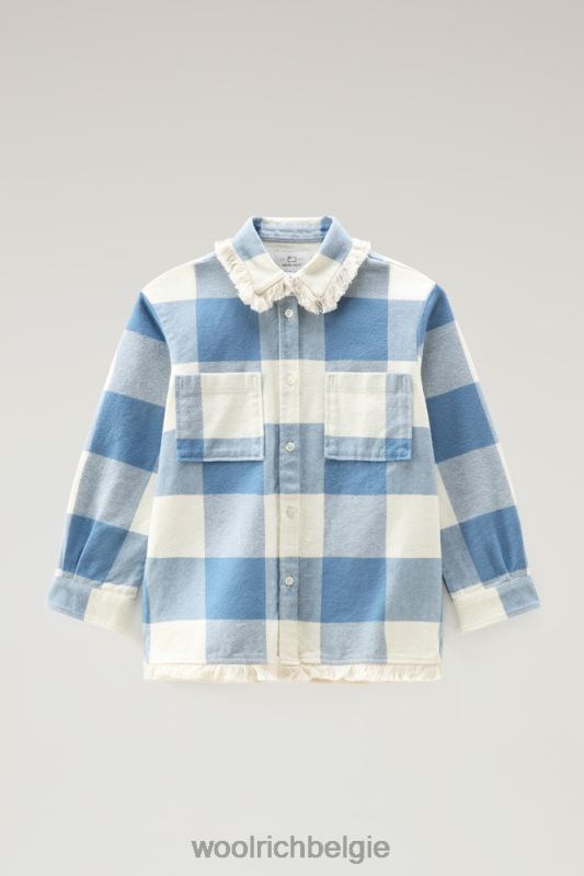 g flanellen overshirt met buffelruit en franjes Woolrich meisjes 8TTN0920 bleke wolkencheck kleding