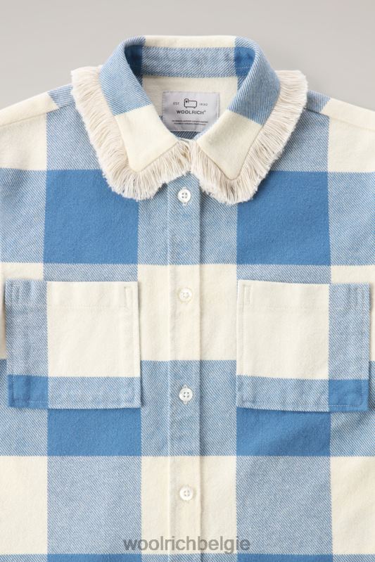 g flanellen overshirt met buffelruit en franjes Woolrich meisjes 8TTN0920 bleke wolkencheck kleding