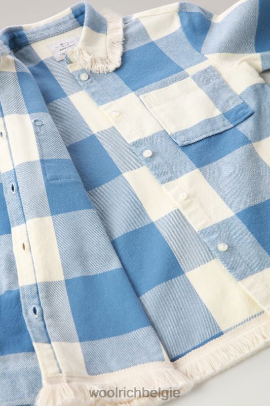 g flanellen overshirt met buffelruit en franjes Woolrich meisjes 8TTN0920 bleke wolkencheck kleding