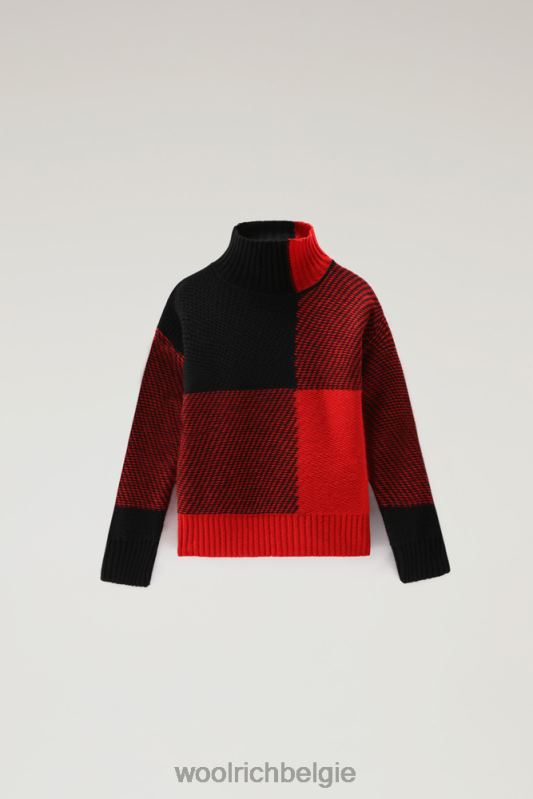 g geruite coltrui van merinowolmix Woolrich meisjes 8TTN0918 rode buffel kleding