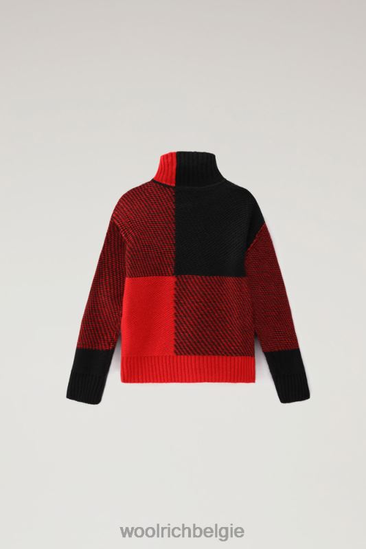g geruite coltrui van merinowolmix Woolrich meisjes 8TTN0918 rode buffel kleding