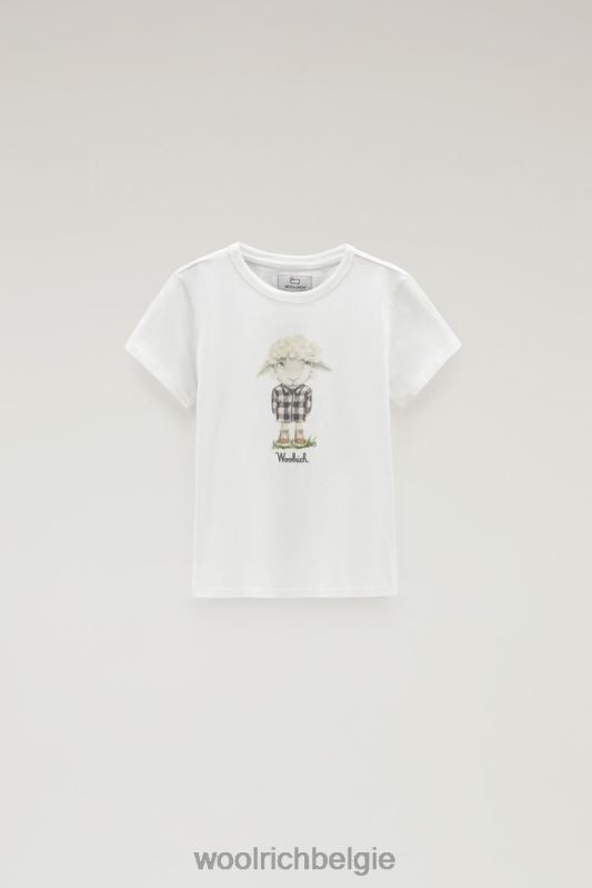 g grafisch schapen-t-shirt van puur katoen Woolrich meisjes 8TTN0892 arctisch wit kleding