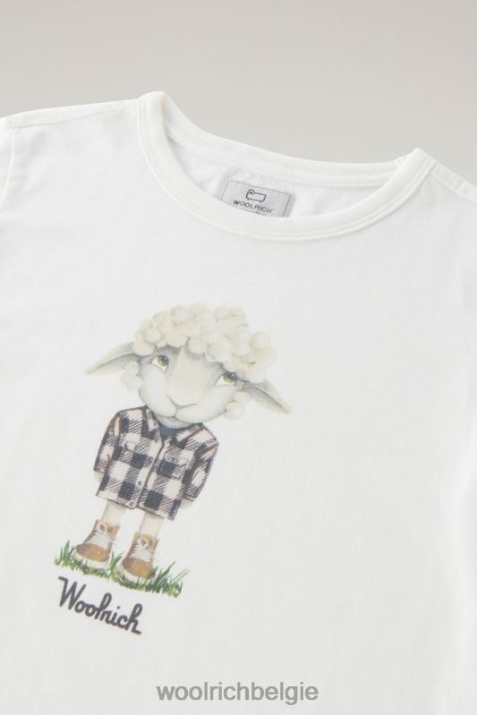 g grafisch schapen-t-shirt van puur katoen Woolrich meisjes 8TTN0892 arctisch wit kleding