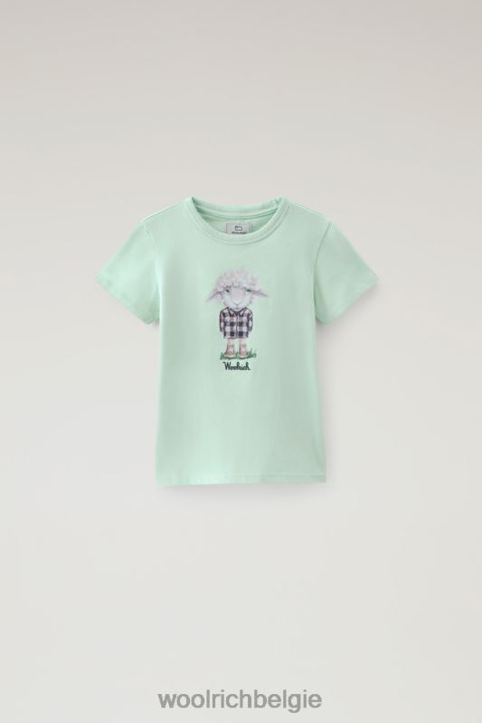 g grafisch schapen-t-shirt van puur katoen Woolrich meisjes 8TTN0898 haven groen kleding