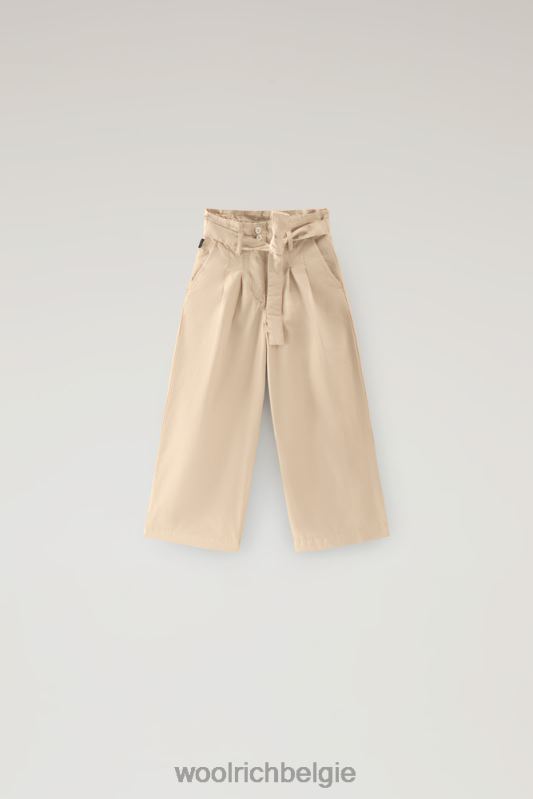 g hoge broek van puur katoenpopeline Woolrich meisjes 8TTN0893 strandzand kleding