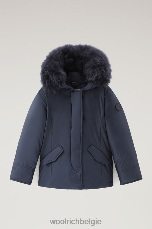 g korte arctic parka met kasjmierbont Woolrich meisjes 8TTN0924 Melton blauw kleding