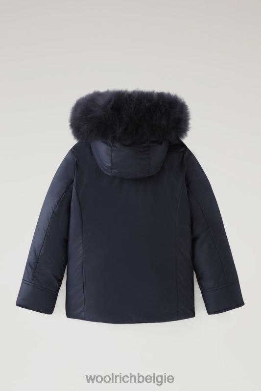 g korte arctic parka met kasjmierbont Woolrich meisjes 8TTN0924 Melton blauw kleding