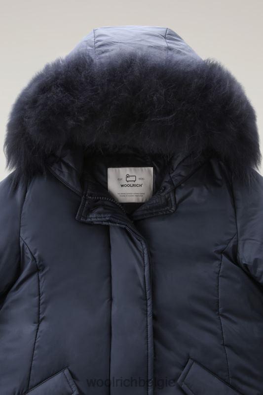 g korte arctic parka met kasjmierbont Woolrich meisjes 8TTN0924 Melton blauw kleding