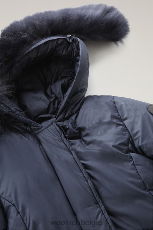 g korte arctic parka met kasjmierbont Woolrich meisjes 8TTN0924 Melton blauw kleding