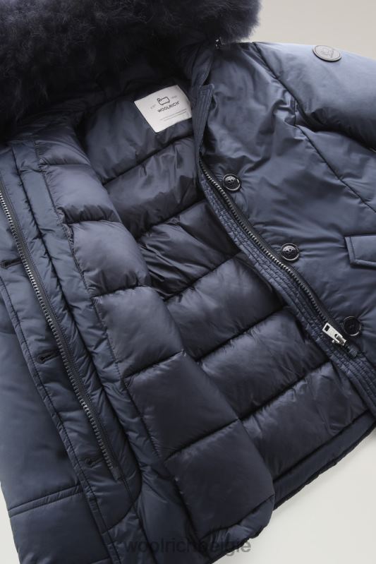 g korte arctic parka met kasjmierbont Woolrich meisjes 8TTN0924 Melton blauw kleding