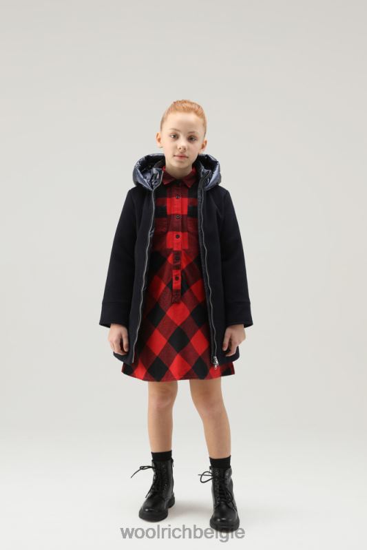 g parka van wolmix met doorgestikt rugpand Woolrich meisjes 8TTN0926 Melton blauw kleding