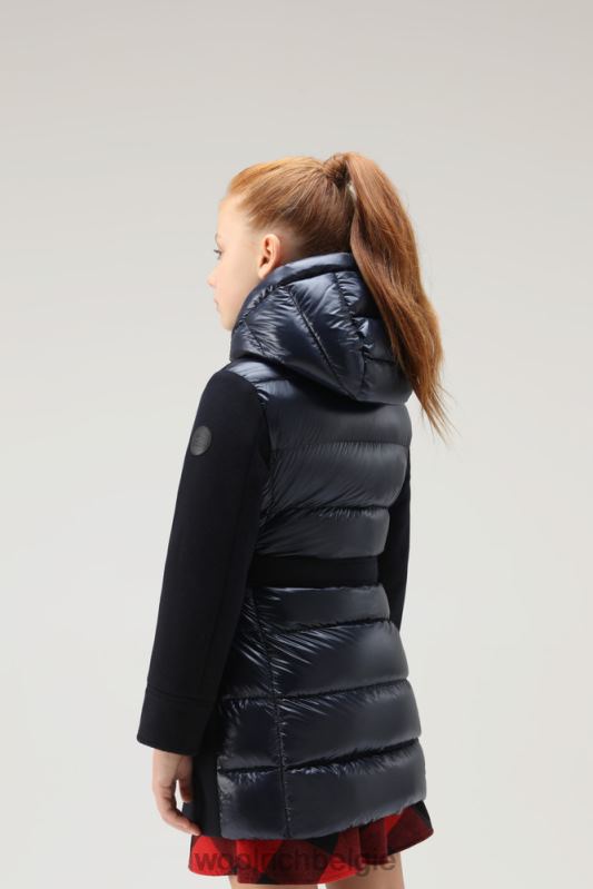 g parka van wolmix met doorgestikt rugpand Woolrich meisjes 8TTN0926 Melton blauw kleding