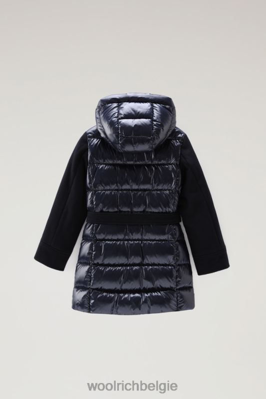 g parka van wolmix met doorgestikt rugpand Woolrich meisjes 8TTN0926 Melton blauw kleding