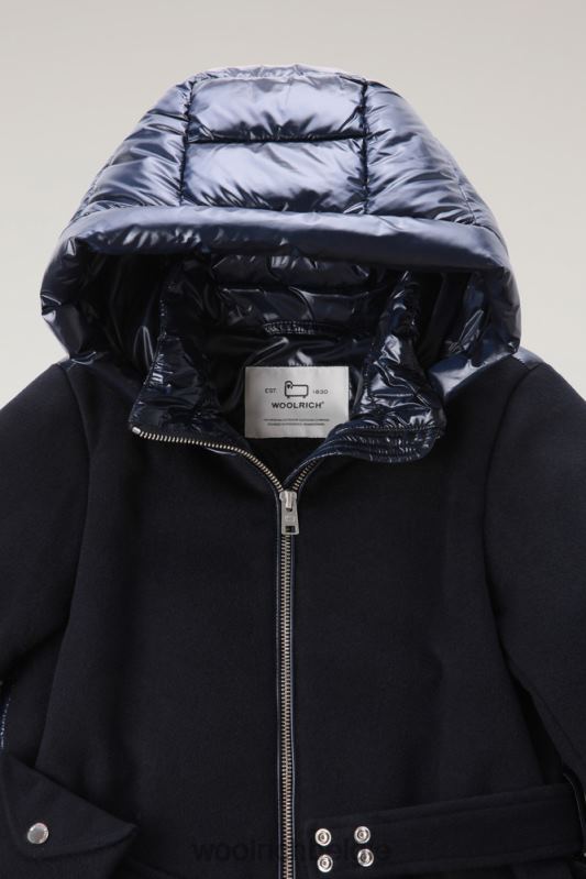 g parka van wolmix met doorgestikt rugpand Woolrich meisjes 8TTN0926 Melton blauw kleding