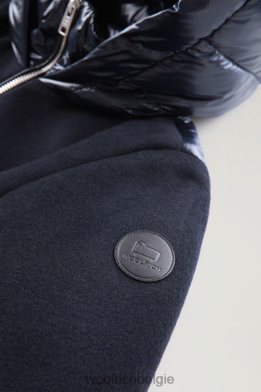 g parka van wolmix met doorgestikt rugpand Woolrich meisjes 8TTN0926 Melton blauw kleding