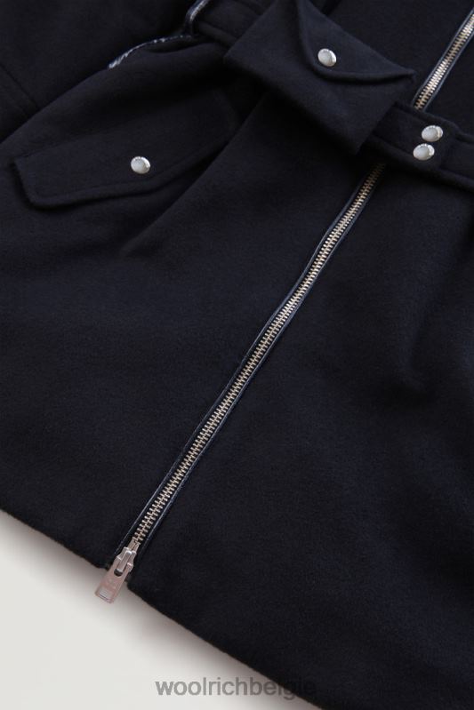 g parka van wolmix met doorgestikt rugpand Woolrich meisjes 8TTN0926 Melton blauw kleding