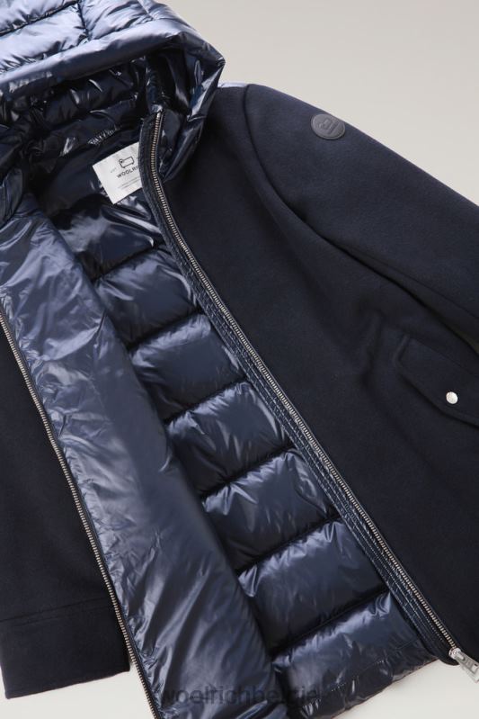 g parka van wolmix met doorgestikt rugpand Woolrich meisjes 8TTN0926 Melton blauw kleding