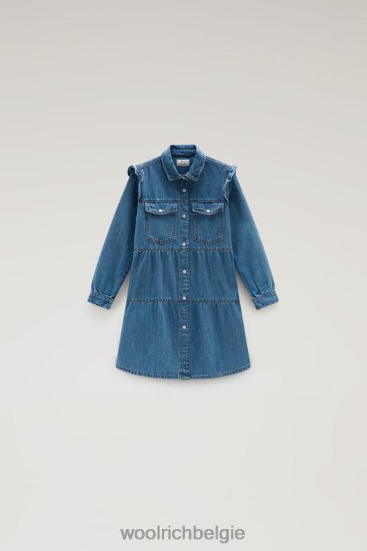 g spijkerjurk met ruches Woolrich meisjes 8TTN0872 stoned denim kleding
