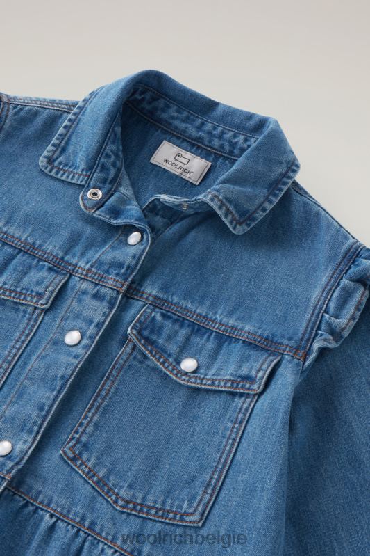g spijkerjurk met ruches Woolrich meisjes 8TTN0872 stoned denim kleding