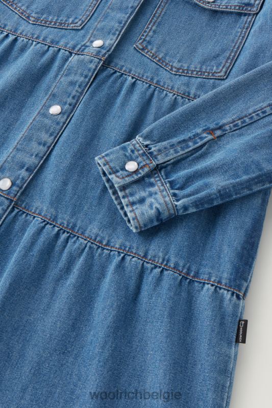 g spijkerjurk met ruches Woolrich meisjes 8TTN0872 stoned denim kleding