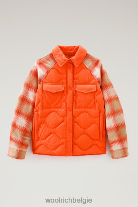 gekreukt nylon alba overshirt met wollen mouwen Woolrich vrouwen 8TTN0299 vlam kleding