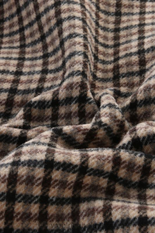 geruit flanellen overshirt van wolmix met rits aan de voorkant Woolrich Heren 8TTN0709 bruine ruit kleding