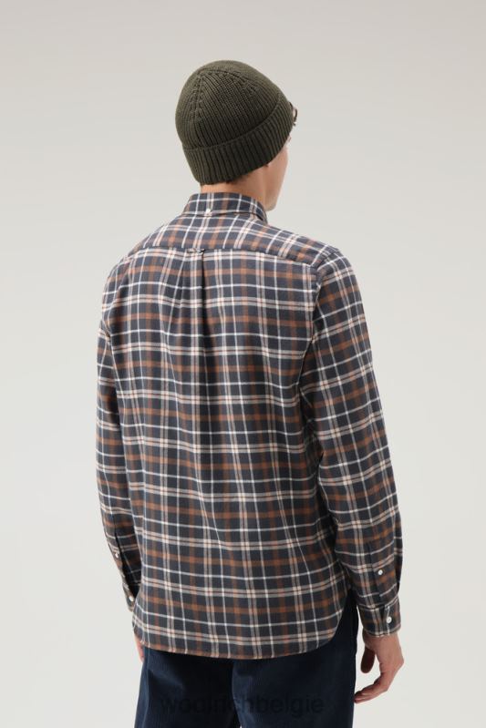 geruit overhemd van flanel van een wolmix Woolrich Heren 8TTN0699 bruine ruit kleding