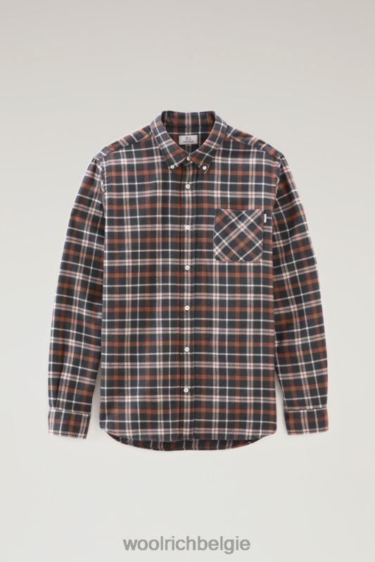 geruit overhemd van flanel van een wolmix Woolrich Heren 8TTN0699 bruine ruit kleding