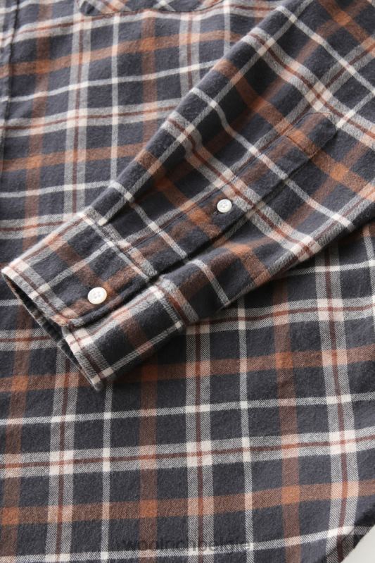 geruit overhemd van flanel van een wolmix Woolrich Heren 8TTN0699 bruine ruit kleding