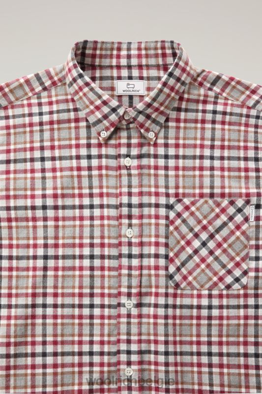geruit overhemd van flanel van een wolmix Woolrich Heren 8TTN0705 rode vinkje kleding