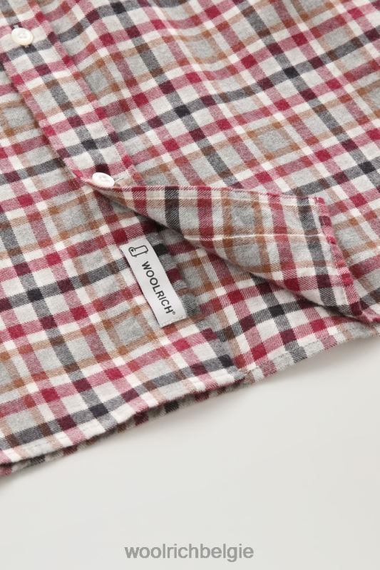 geruit overhemd van flanel van een wolmix Woolrich Heren 8TTN0705 rode vinkje kleding