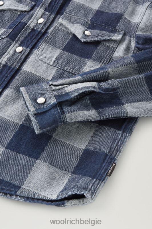 geruit overhemd van puur katoendenim Woolrich vrouwen 8TTN037 donkere indigo buffel kleding