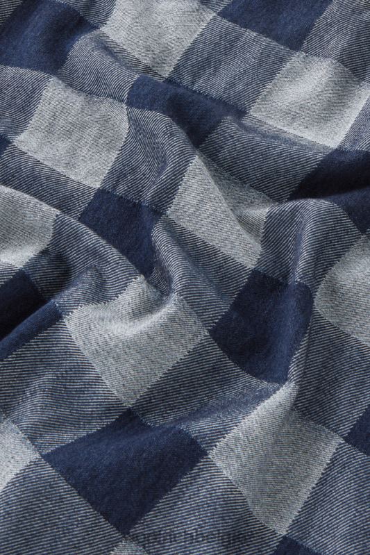 geruit overhemd van puur katoendenim Woolrich vrouwen 8TTN037 donkere indigo buffel kleding