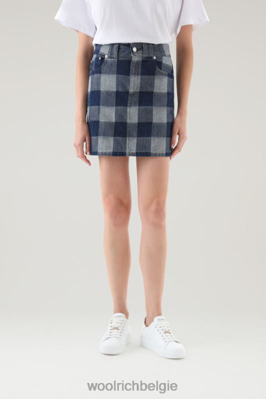 geruite minirok van puur katoendenim Woolrich vrouwen 8TTN076 donkere indigo buffel kleding
