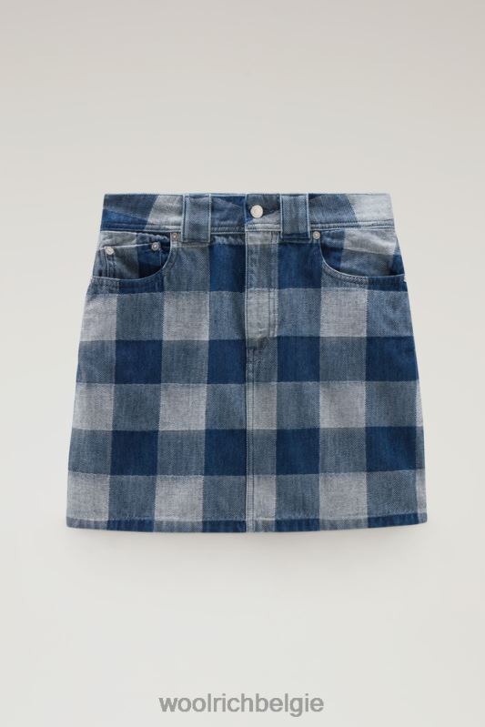 geruite minirok van puur katoendenim Woolrich vrouwen 8TTN076 donkere indigo buffel kleding