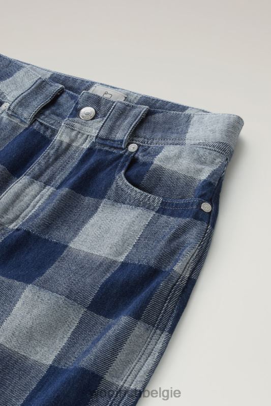geruite minirok van puur katoendenim Woolrich vrouwen 8TTN076 donkere indigo buffel kleding
