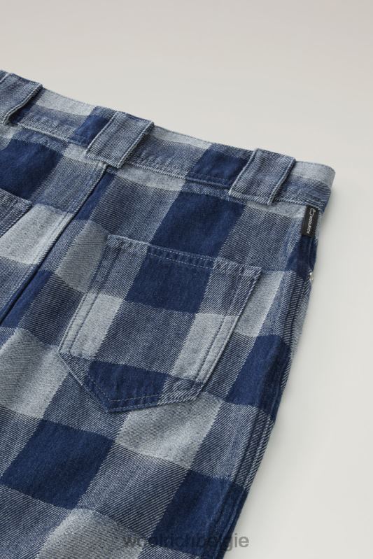 geruite minirok van puur katoendenim Woolrich vrouwen 8TTN076 donkere indigo buffel kleding
