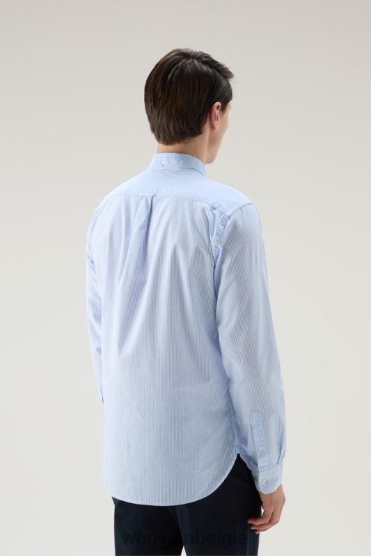 gestreept overhemd van een linnen-katoenmix Woolrich Heren 8TTN0546 zomerse luchtstreep kleding