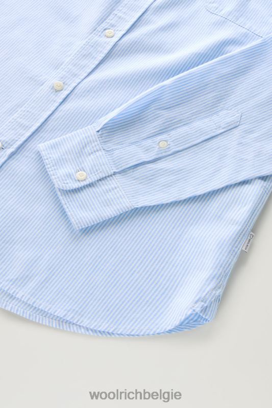 gestreept overhemd van een linnen-katoenmix Woolrich Heren 8TTN0546 zomerse luchtstreep kleding