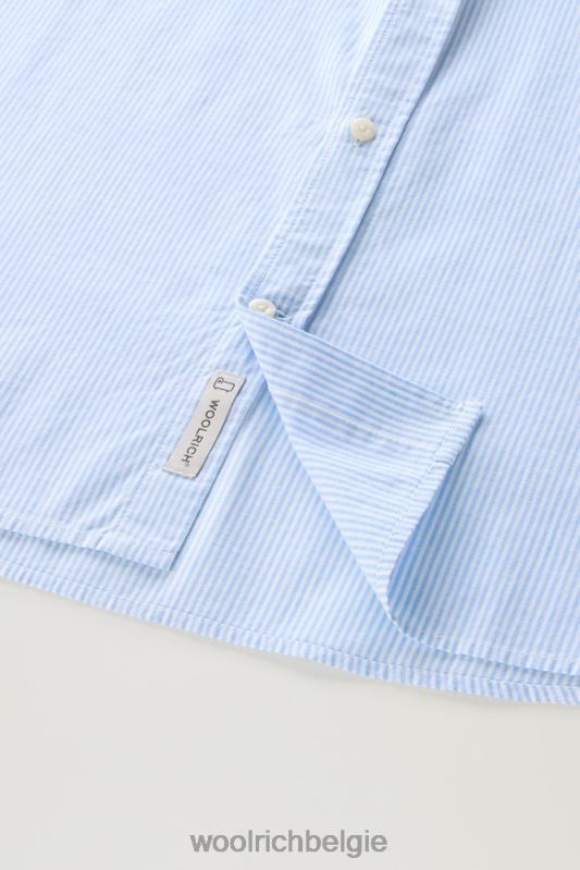 gestreept overhemd van een linnen-katoenmix Woolrich Heren 8TTN0546 zomerse luchtstreep kleding
