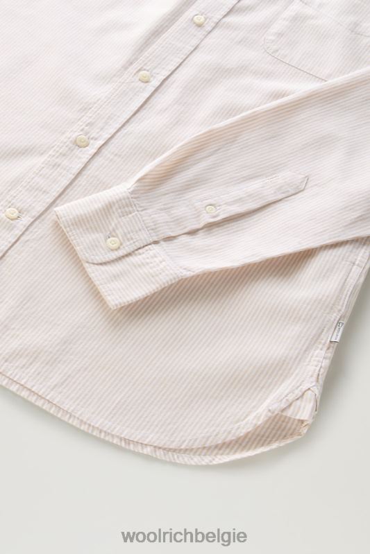 gestreept overhemd van een linnen-katoenmix Woolrich Heren 8TTN0567 strandzandstreep kleding
