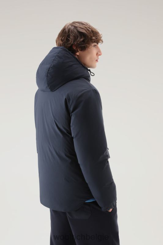 gewatteerd aleutian jack van eco taslan nylon met afneembare capuchon Woolrich Heren 8TTN0390 Melton blauw kleding