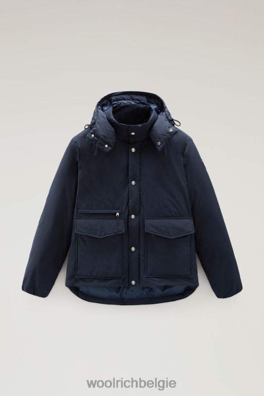 gewatteerd aleutian jack van eco taslan nylon met afneembare capuchon Woolrich Heren 8TTN0390 Melton blauw kleding