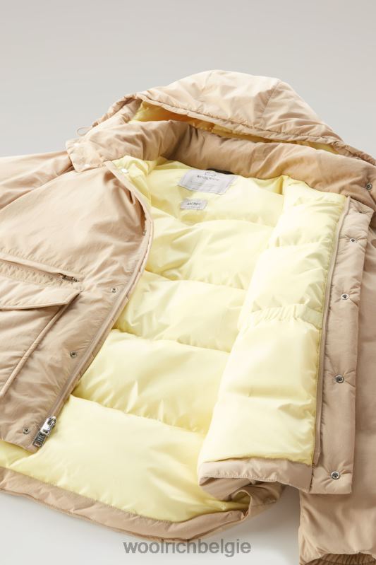 gewatteerd aleutian jack van eco taslan nylon met afneembare capuchon Woolrich Heren 8TTN0477 strandzand kleding