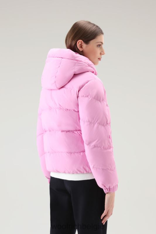 gewatteerd donsjack van eco taslan nylon met afneembare capuchon Woolrich vrouwen 8TTN0112 rokerige roos kleding