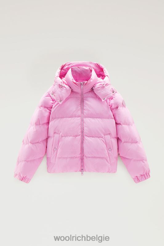 gewatteerd donsjack van eco taslan nylon met afneembare capuchon Woolrich vrouwen 8TTN0112 rokerige roos kleding
