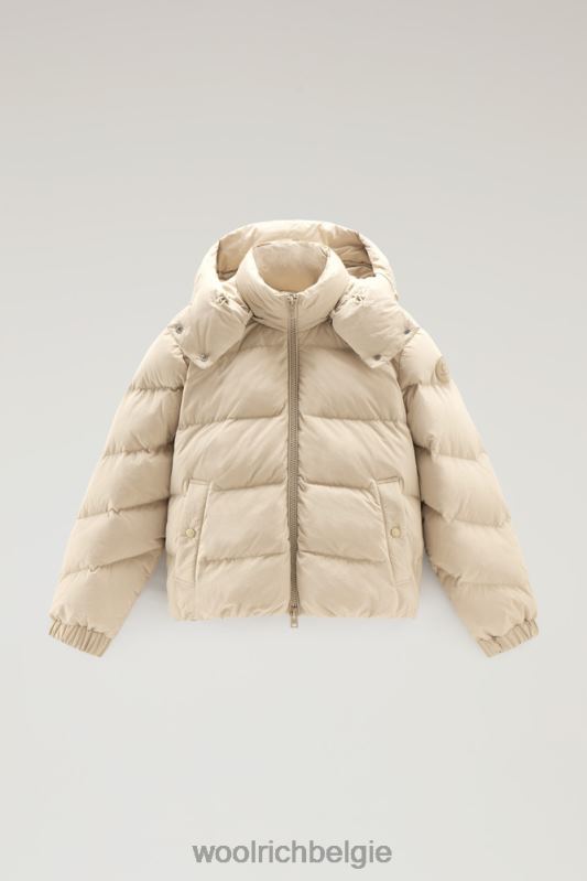 gewatteerd donsjack van eco taslan nylon met afneembare capuchon Woolrich vrouwen 8TTN0139 strandzand kleding