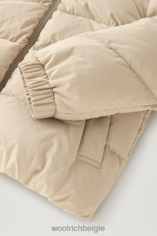 gewatteerd donsjack van eco taslan nylon met afneembare capuchon Woolrich vrouwen 8TTN0139 strandzand kleding