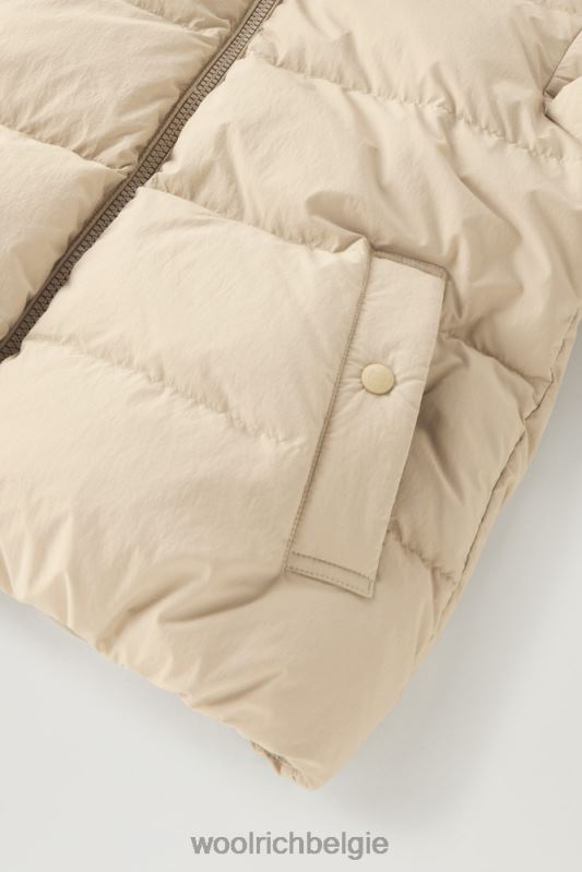 gewatteerd donsjack van eco taslan nylon met afneembare capuchon Woolrich vrouwen 8TTN0139 strandzand kleding