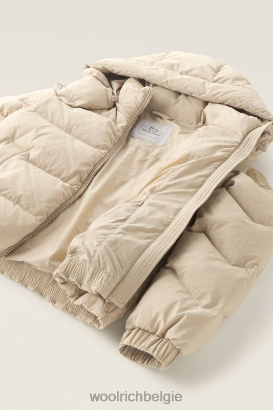 gewatteerd donsjack van eco taslan nylon met afneembare capuchon Woolrich vrouwen 8TTN0139 strandzand kleding